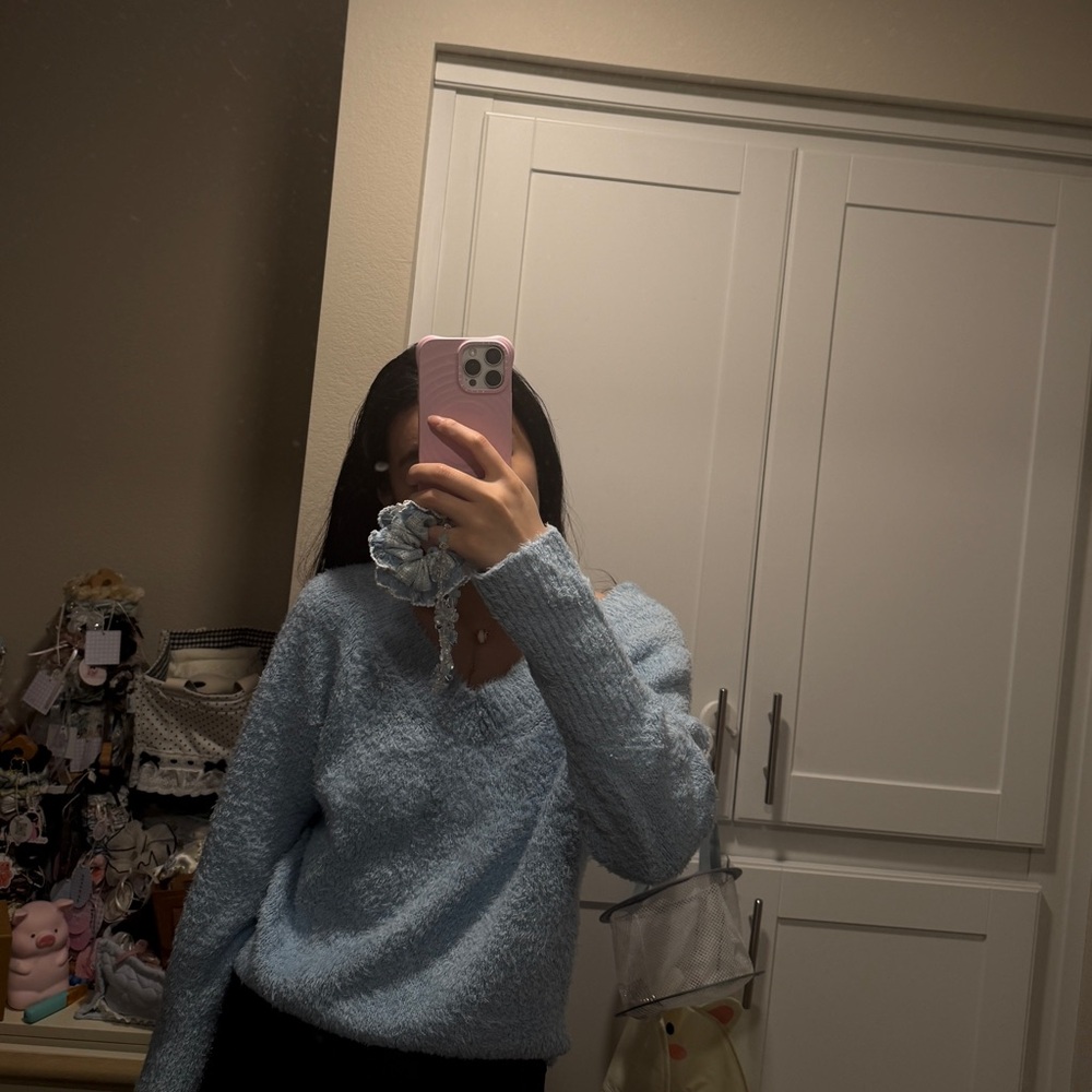 Madewell Soft Sky Blue V-Neck Sweater